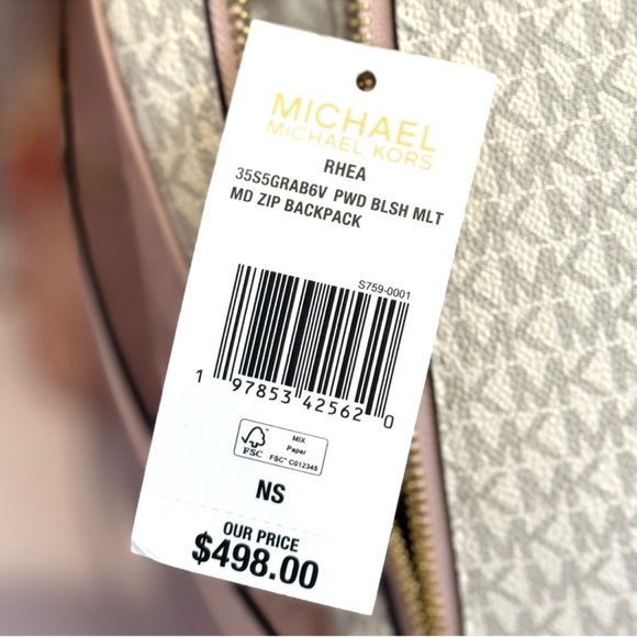 Michael Kors Rhea Medium Color-Block Signature Logo Backpack Powder Blush Multi - Picture 10 of 10
